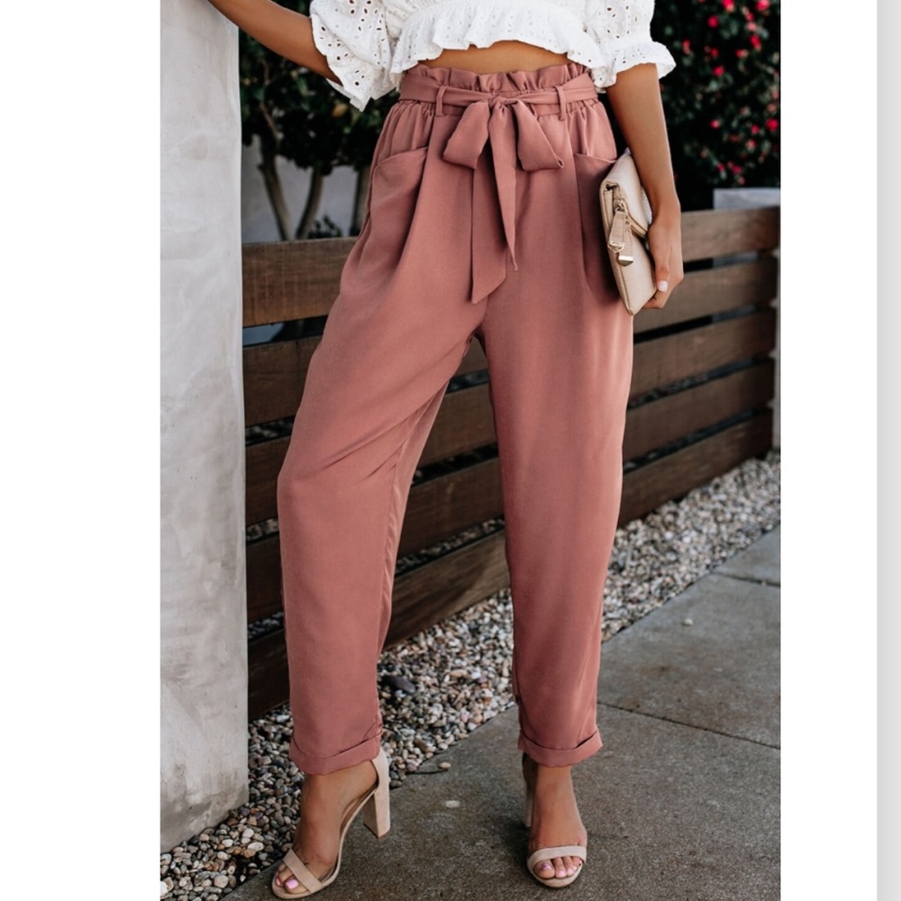 Pocket Paper Bag Waist Pants